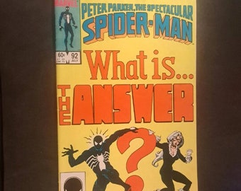 Peter Parker The SPECTACULAR SPiDERMAN #92 1984 (F-VF 8.0); Direct Edition; Black Costume