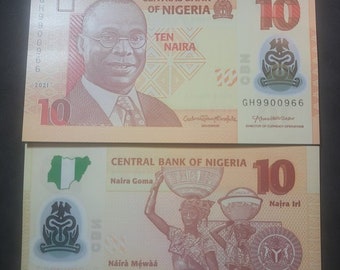 NIGERIA 10 Naira Banknote, P-39q, UNZIRKULIERT von 2021, mit Alvan Ikoku