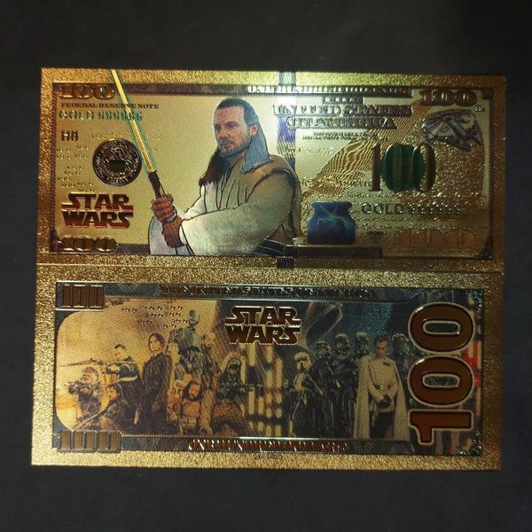 OBI-WAN Kenobi: Star Wars Galaxy .9999 GOLD Foil 100 Dollars Fantasy Note; Full color scene on back; Comes in a Collector Display holder