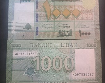 LIBANON 1000 Livres Banknote; P - 90c; Stempelglanz von 2016; verfügt über einen Zedernbaum.