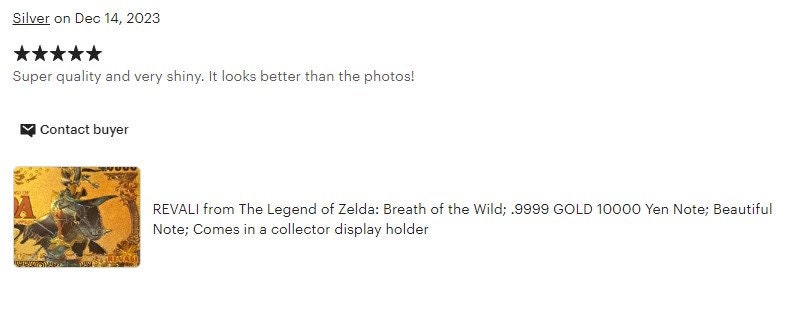 DARUK From the Legend of Zelda: Breath of the Wild; .9999 GOLD