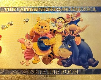 TIGGER From Winnie the Pooh; .9999 GOLD Foil 100 Note; Comes in a