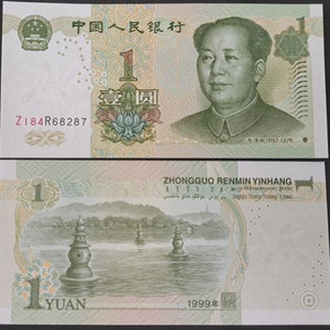 CHINA 1 Yuan banknote; P- 895, UNC from 1999; features Flowers
