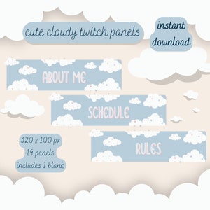 Cute Cloudy Cozy Twitch Panels | Girly Streaming Panels