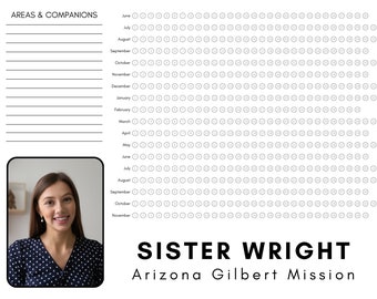 Missionary Countdown / Sister / Areas & Companion/ Bubble Chart / 18-month countdown / customize