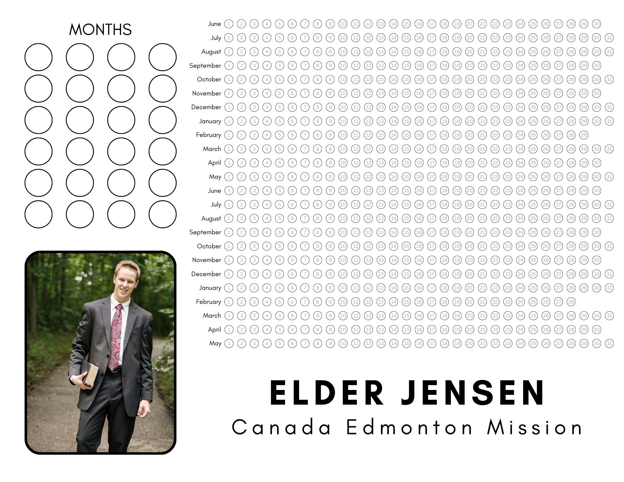Missionary Countdown / Elders / Bubble Chart / 2 year countdown / 24 month countdown / customize