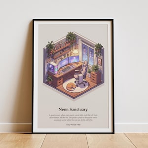 Gaming Room Wall Art Poster | Gamer Setup Decor | PC Gaming Room Print | Cozy Gaming Illustration | Gamer Gift | Isometric Gaming Room