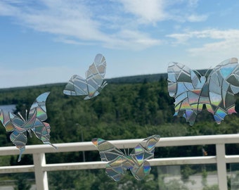 Butterfly Suncatcher Stickers - 10 pack - Rainbow Window Cling - Repositionable - Removable - Window Decals -Light Prism Effect -Butterflies