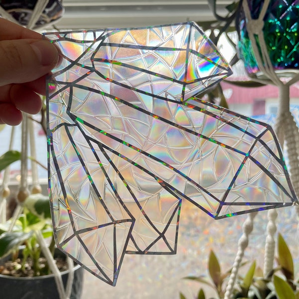 Holographic Crystal Suncatcher Sticker, Corner Sticker Suncatcher, Ethereal, Rainbow, Whimsical, Witchy decor, Witchy gifts, Home decor