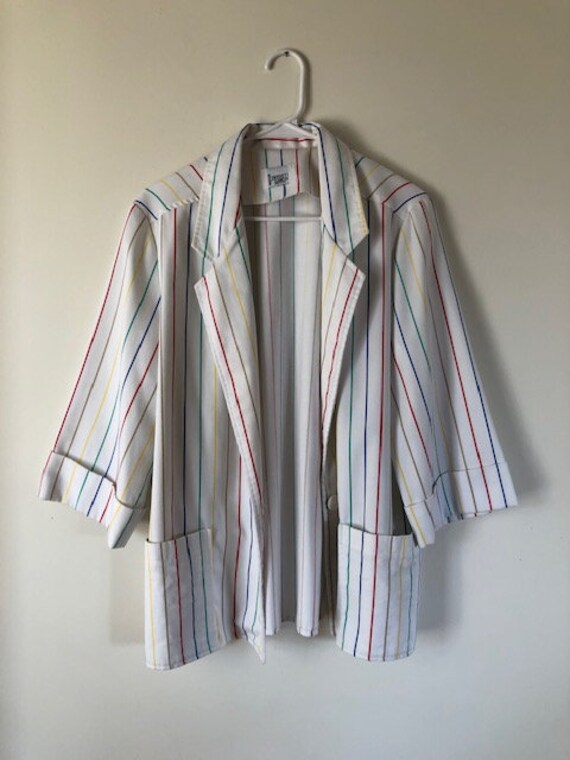 Vintage Cricket Lane Rainbow Striped Blazer - image 1