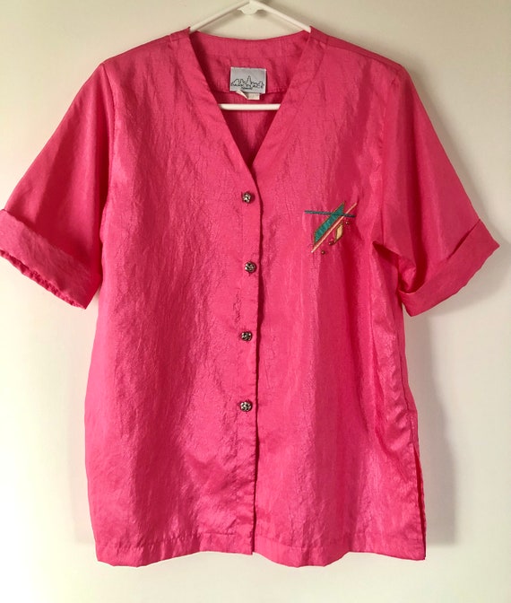 80’s/90’s Hot Pink Blouse - image 1