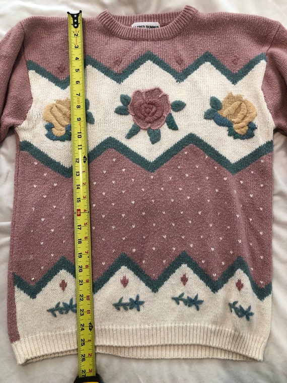 Beautiful Vintage Textured Knit Pastel Pullover - image 8