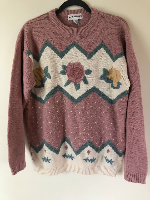 Beautiful Vintage Textured Knit Pastel Pullover - image 2