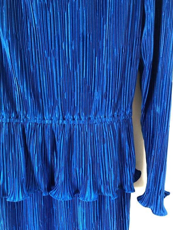 True Vintage Union Made in USA Blue Pleated Dress - image 3