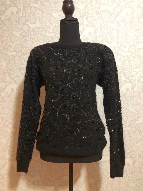 Vintage sequined angora blend sweater