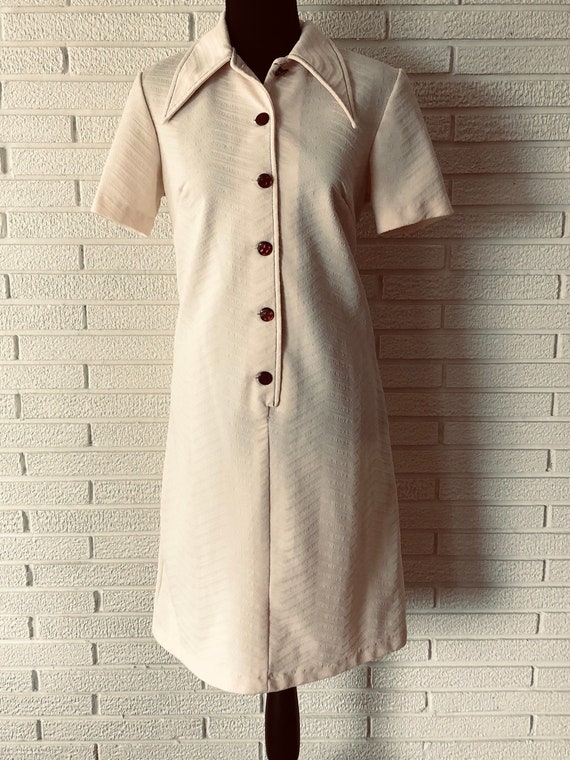 1960's/1970’s Cream Chevron Texture Dress