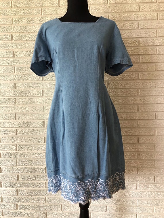 80's/90's Denim Embroidered Dress