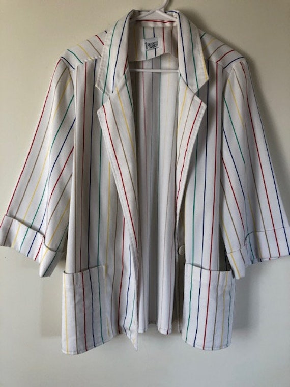 Vintage Cricket Lane Rainbow Striped Blazer - image 5