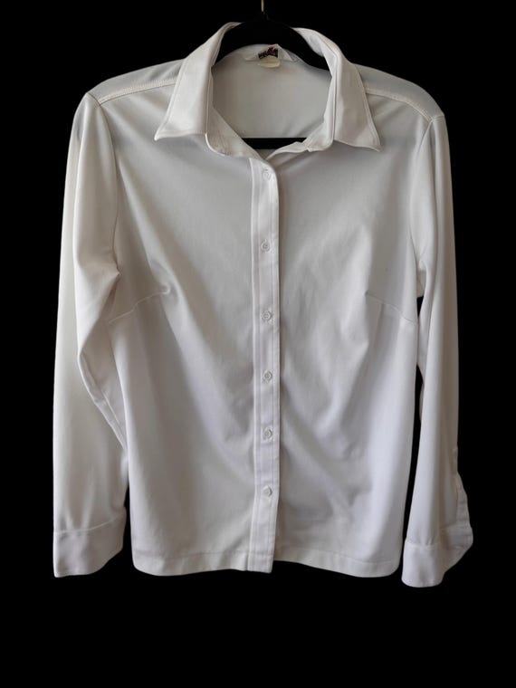 70's Dagger Collar Button Down Blouse - image 1