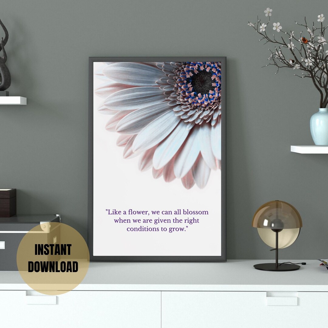 Daisy Flower Life Quote Instant Download Wall Art, Gerbera Floral Quote ...