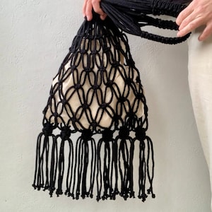 Macrame PATTERN Market bag with finge, Macrame shopping bag DIY, Macrame net bag, tote bag, Beach Bag, Reusable Bag macrame tutorial PDF