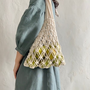 Macrame PATTERN market bag, Macrame shopping bag DIY, Macrame net bag, tote bag, Beach Bag, Reusable Shopping Bag macrame tutorial PDF