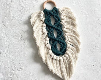 Plume de macramé sur le modèle PDF Ring, DIY Macrame Leaf, tutoriel PDF pour les débutants, modèle de suspension murale en macramé