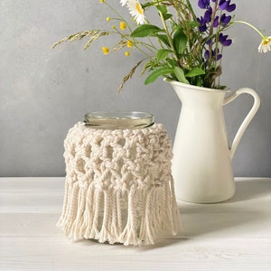 Macrame Jar PATTERN pdf, Wedding tables decor, macrame for home, mason jar decor