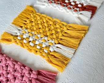 Macrame Coaster PATTERN pdf, Tables decor, macrame for home, Macrame step by step, Macrame beginners pattern