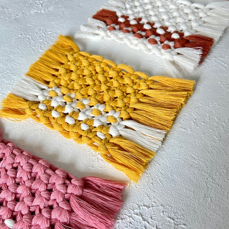 Macrame Pattern Flower Coaster Macrame Coasters - Etsy