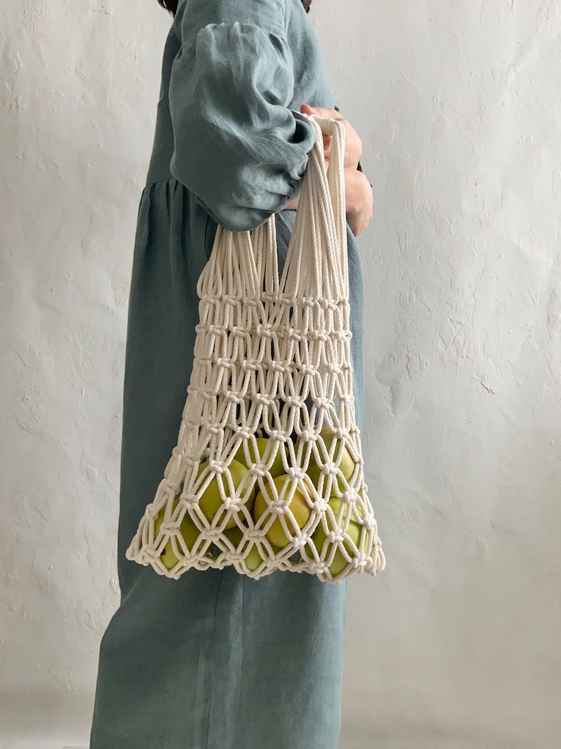 Macrame PATTERN market bag, Macrame shopping bag DIY, Macrame net bag, tote bag, Beach Bag, Reusable Shopping Bag macrame tutorial PDF image 5