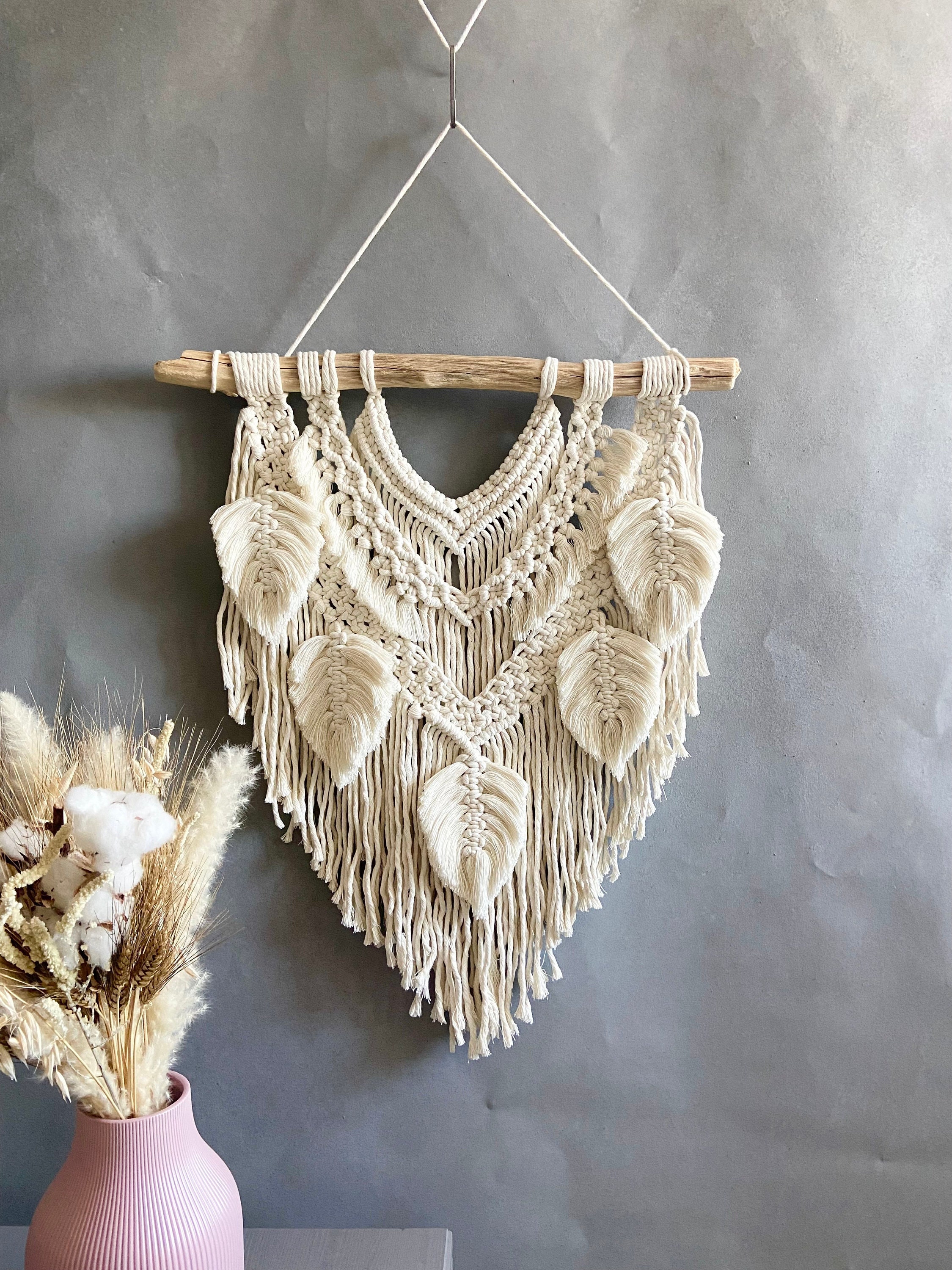 Macrame Wall Hanging With Feathers PATTERN, Diy Macrame Pattern ...