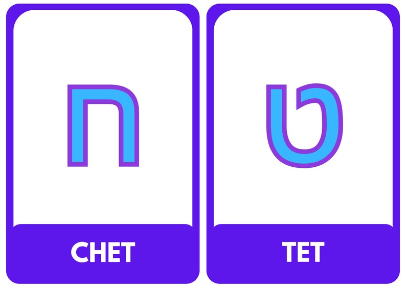 thumbnail image 2 of Hebrew Biblical Alphabet Flash Cards – Alef Bet 48 Letter Educational Jewish... 2 of 14