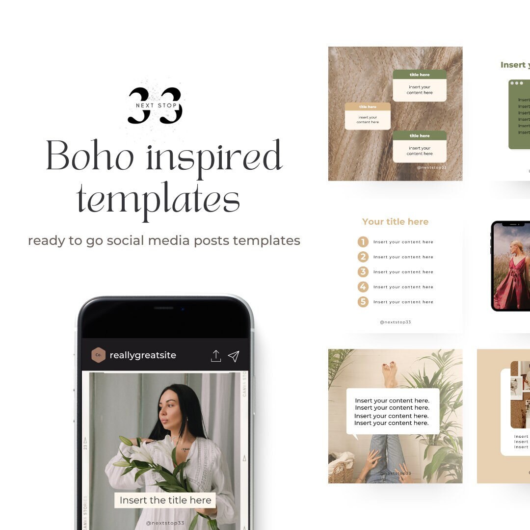 Boho Inspired Canva Templates for Creators to Use in Social Media - Etsy