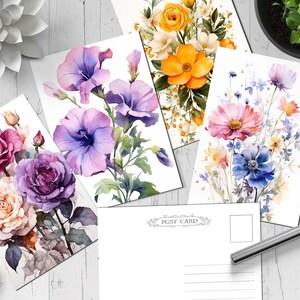 Postkarten Set (27 Karten) Blumen Aquarell İllustration Flower N.T. - 011