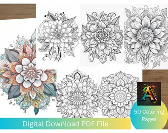 Blossoming Mandalas: 50 Floral Coloring Pages
