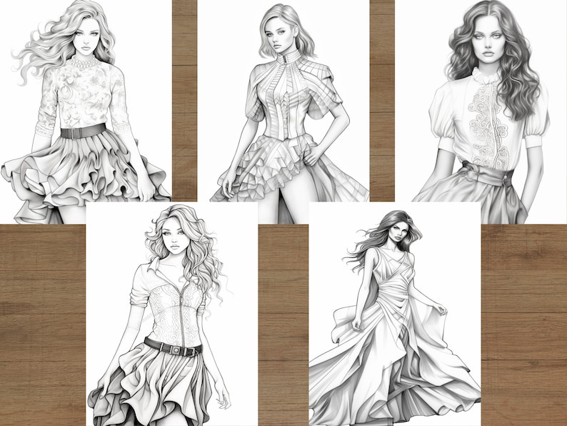 Fashion Model Coloring Pages - Etsy