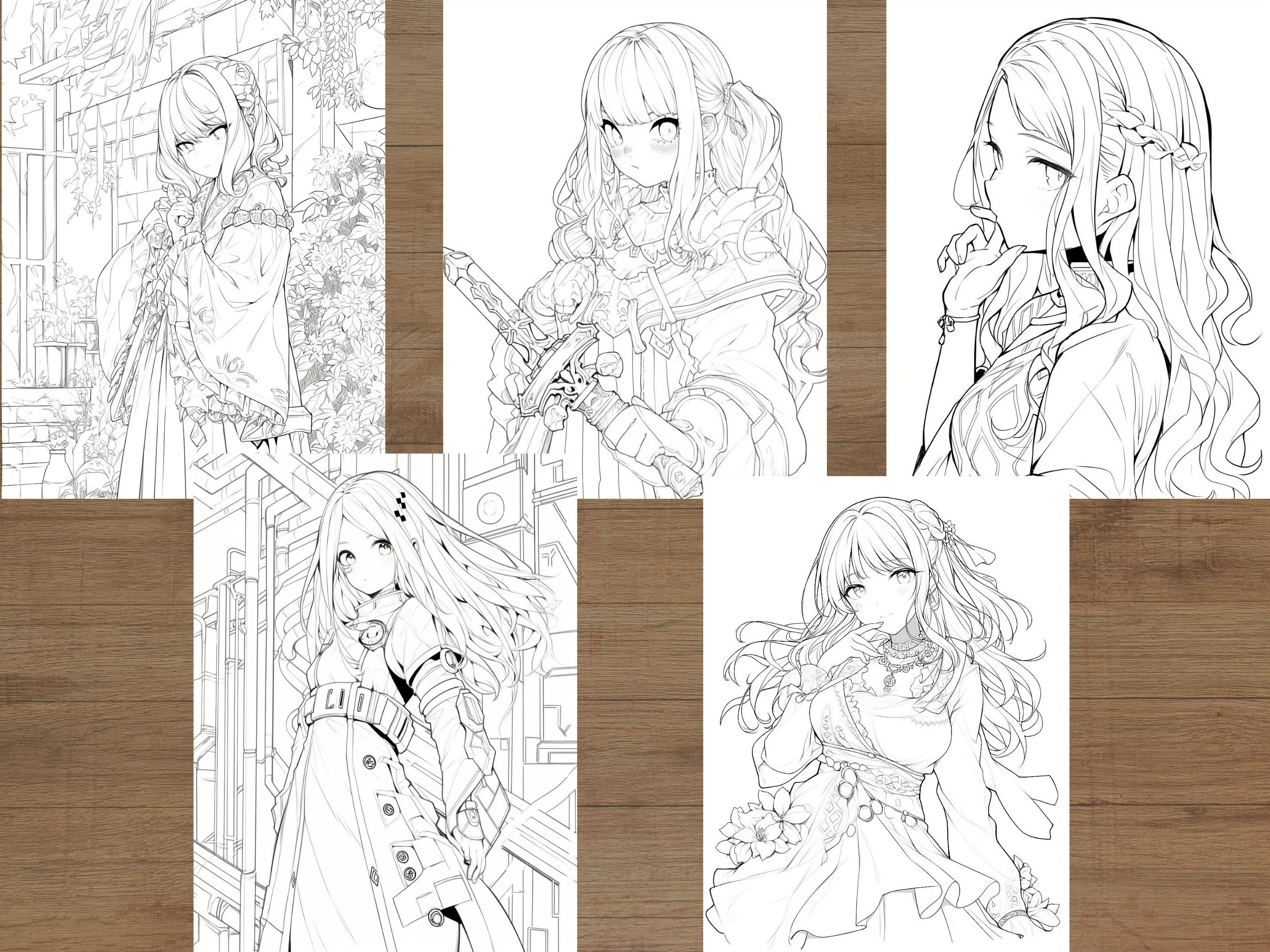Manga Coloring Pages Collection - Etsy