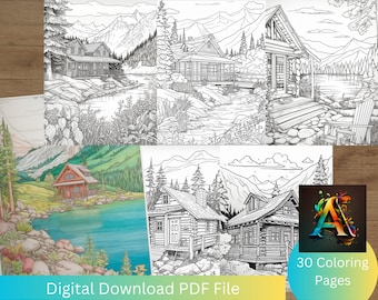 Mountain Cabin Coloring Book