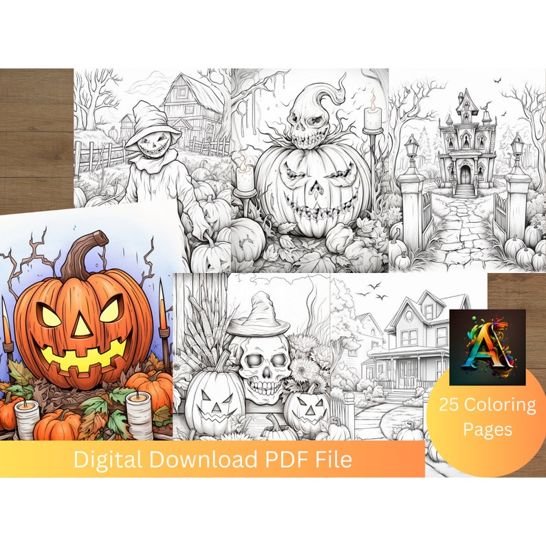 Halloween Coloring Pages - Etsy