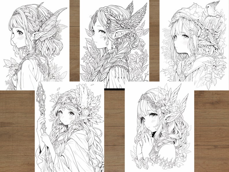 Fairy Elf Coloring Pages - Etsy