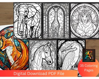 Wildlife in Stained Glass: An Exquisite Coloring Book