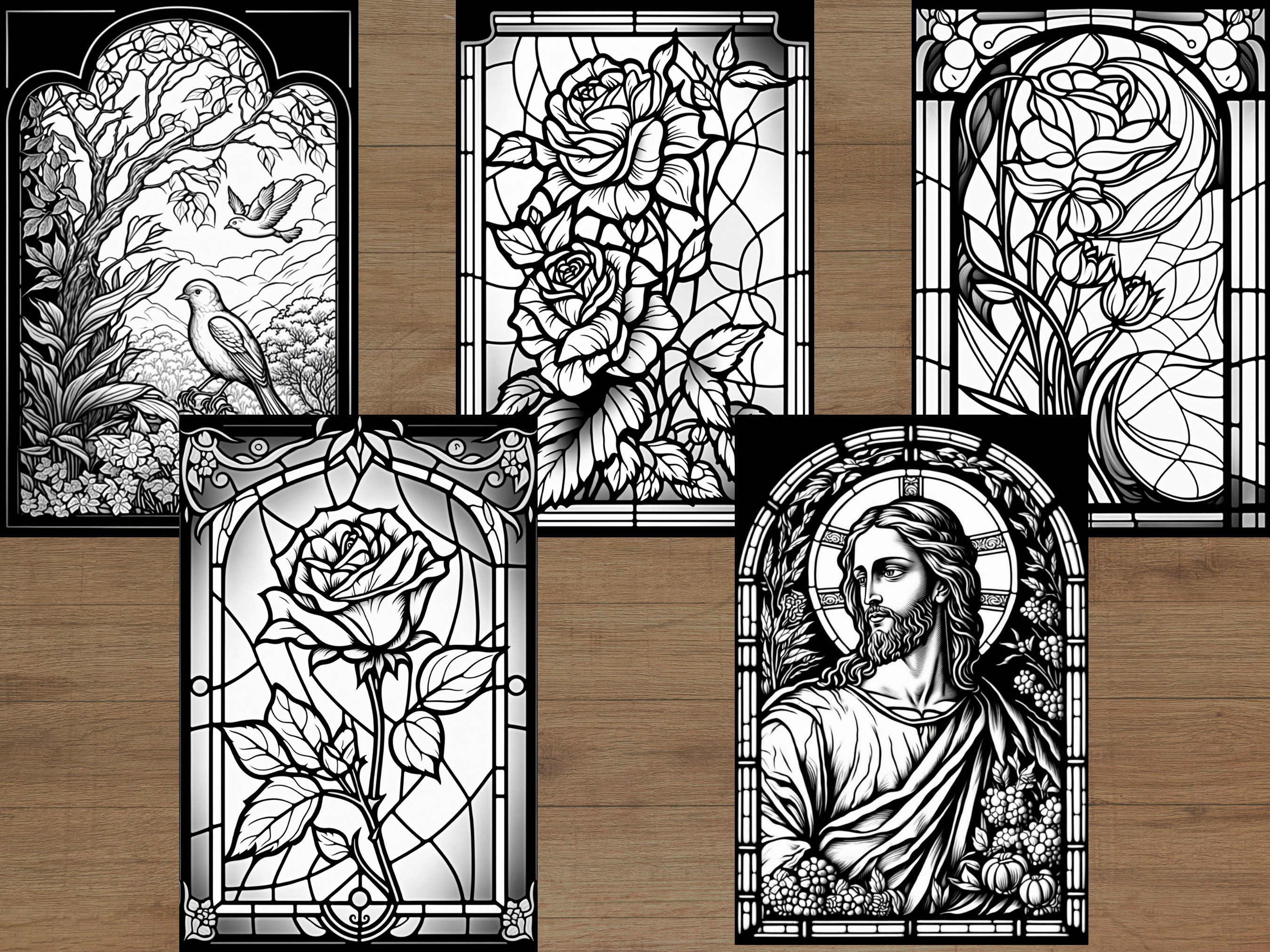 Religious Stained Glass Coloring Pages: Beautifully Illustrated Designs ...