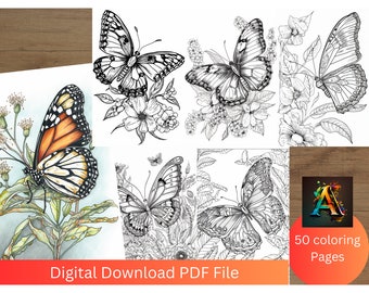 Butterfly Garden: A Coloring Book for Adults Featuring Exquisite Butterflies and Floral Designs