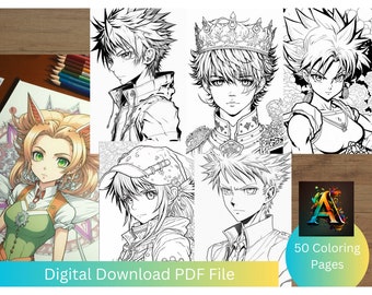 Anime Coloring Book: 50 Detailed Illustrations for Adults & Teens