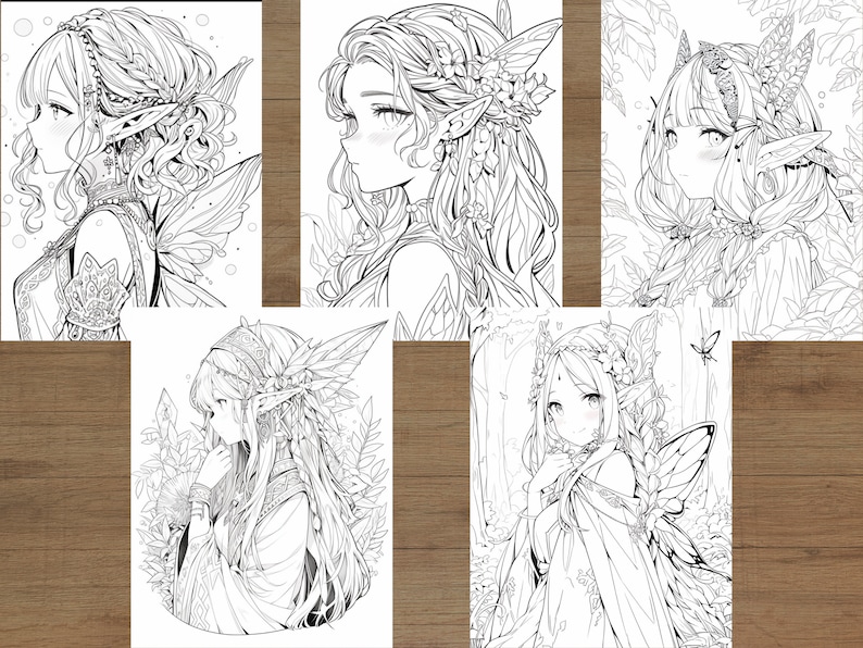 Fairy Elf Coloring Pages - Etsy