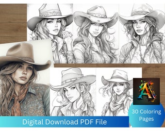 Rustic Cowgirl Coloring Book: Relax with Western-Themed Designs for Adults