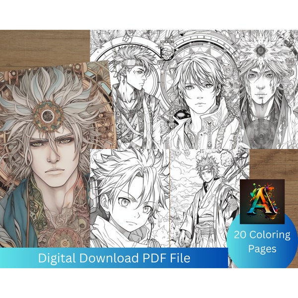 Anime Kingdom Coloring Book - Unleash Your Creativity with 20 Detailed Illustrations of Male Anime Characters for Relaxation and Fun