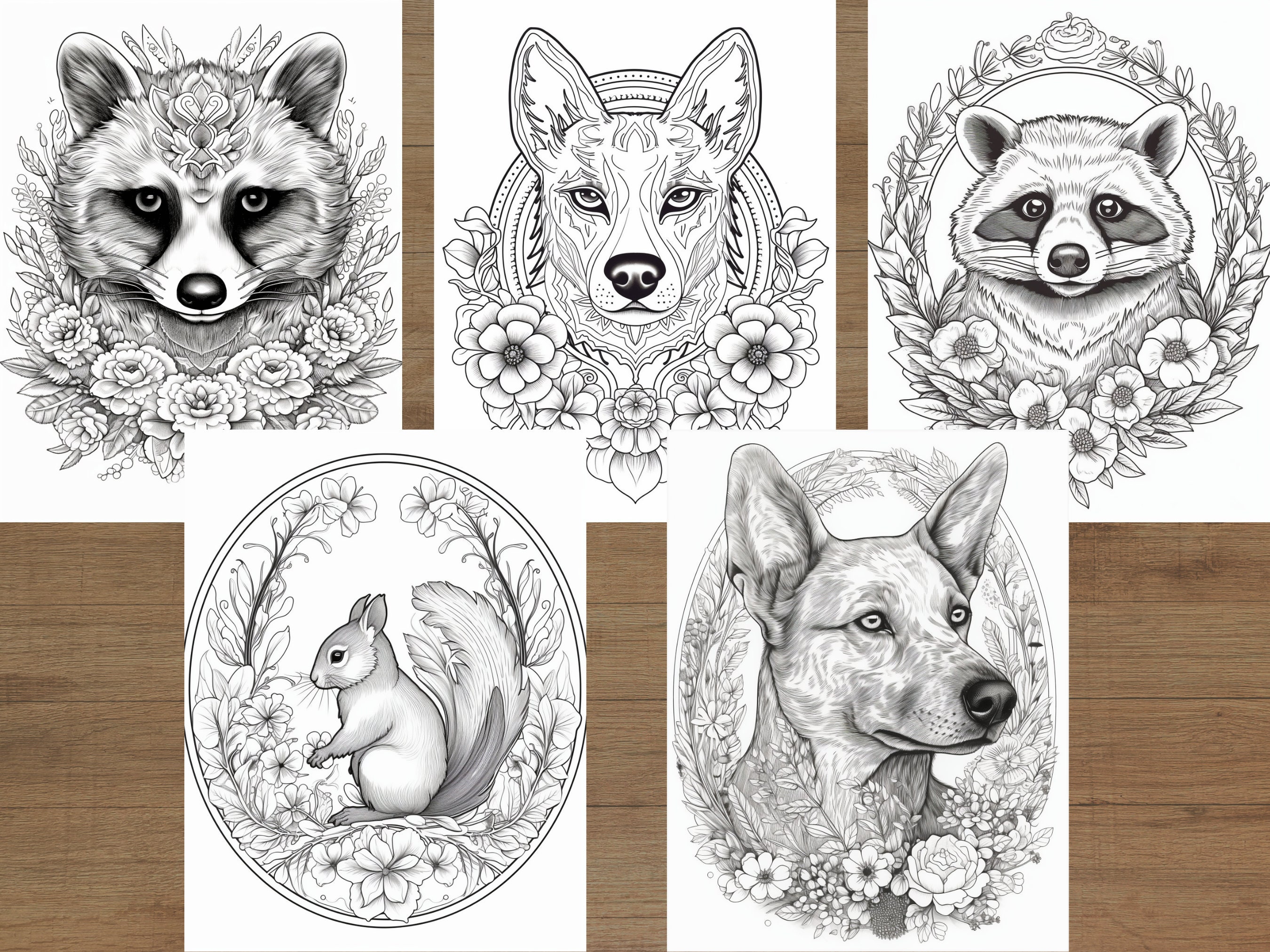 Animal Portraits Coloring Pages - Etsy