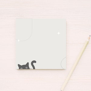 Black Cat, Beige, Cat, Stars, 4"x4", White, Stationery, Office, Home Office, Office Must Have, Notes, List, Modern  Post-it® notes